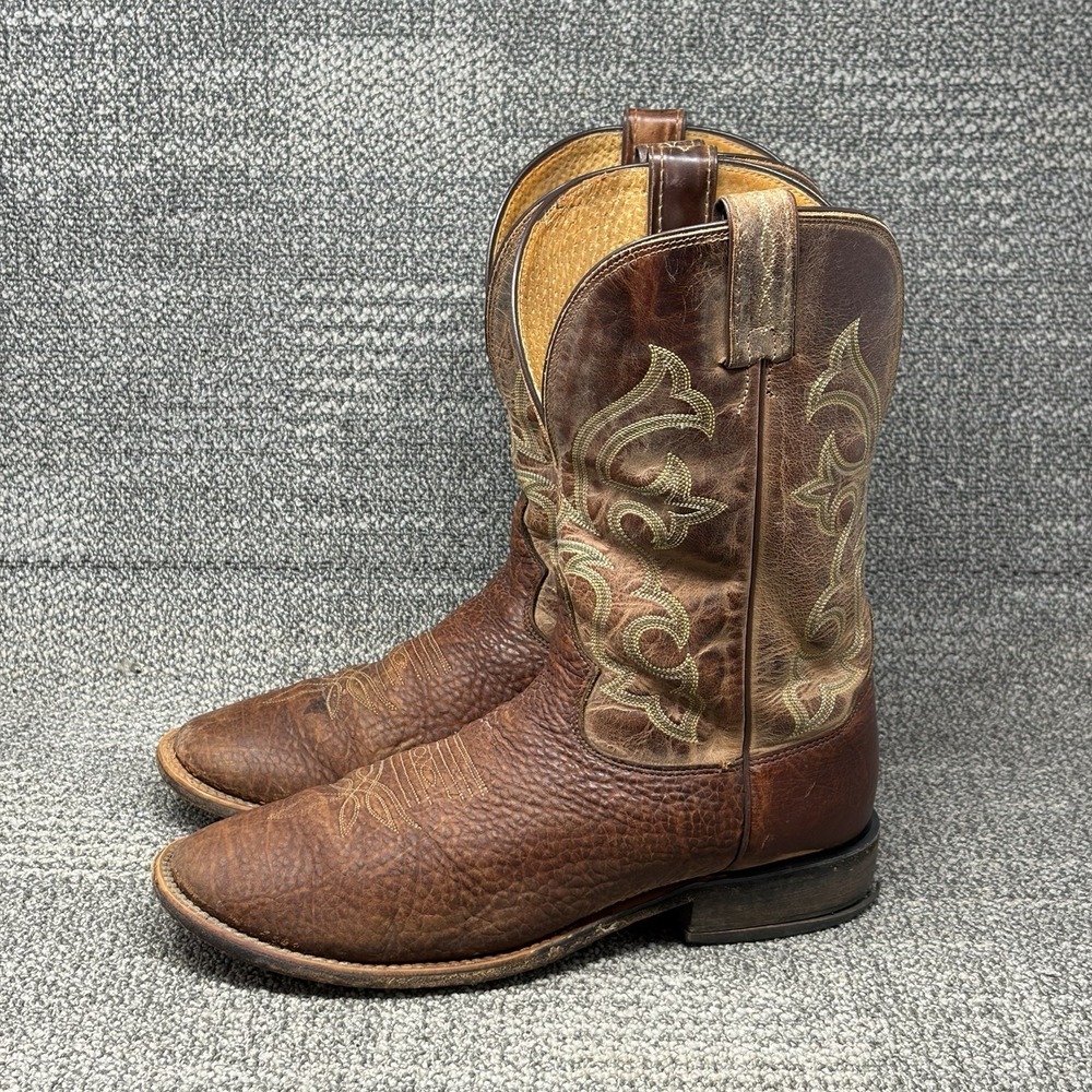 Tony Lama 7941 Men's 10.5 D Conquistador Bullhide Leather Cowboy Boots Brown